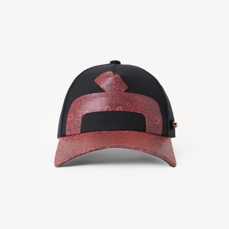 Lizard Leather Baseball Cap with Tile Roof Eaves Design
