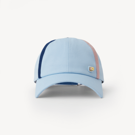 Couple's Cotton Baseball Cap with Crossed Multi-Color Appliqué and Tile-Patterned Brim