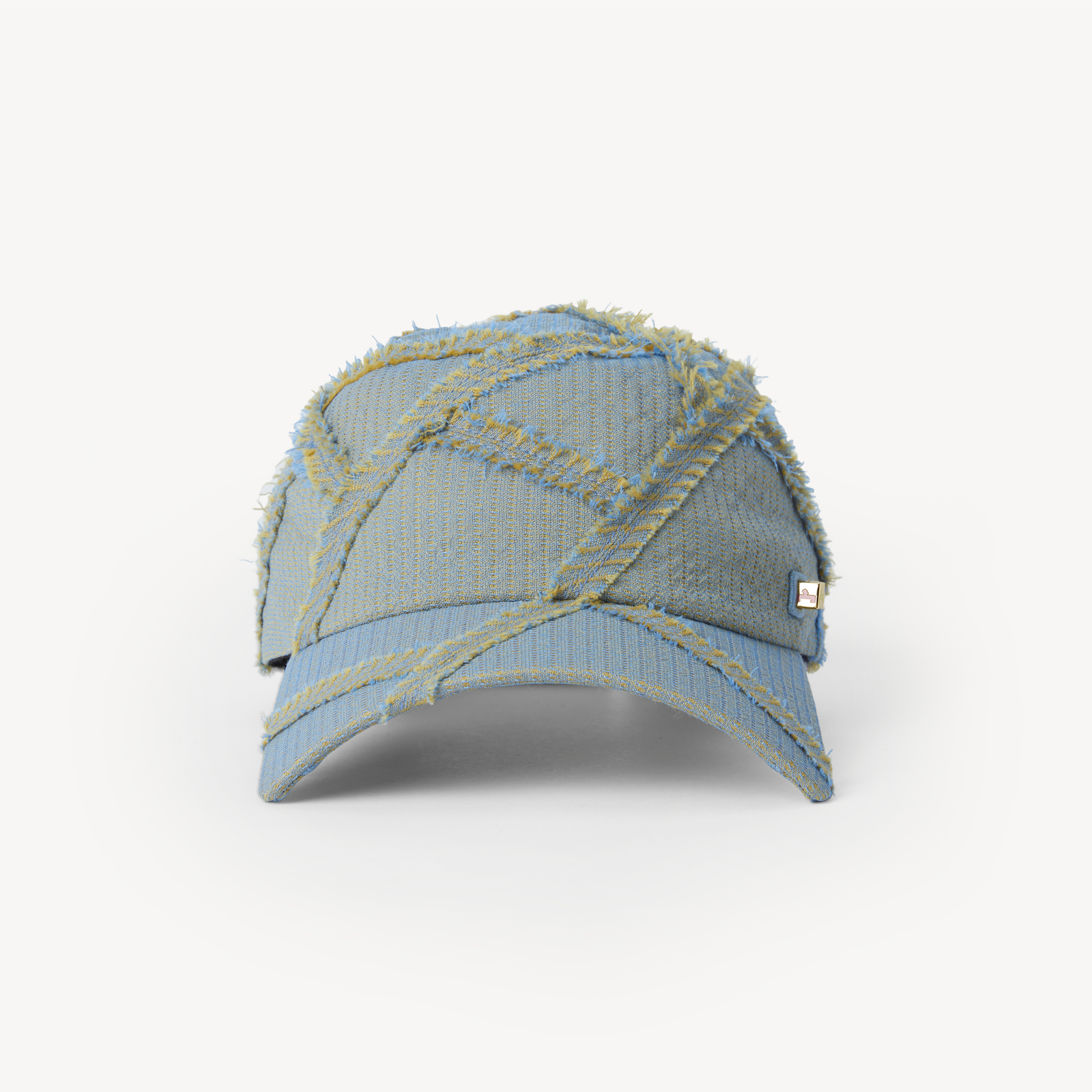 Geometric-Distressed Wool Tiled-eave Baseball Cap
