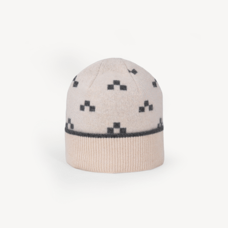 Cashmere Plaid Color-Block Knit Beanie with Logo