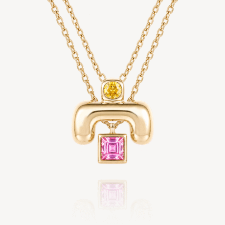 18K Gold Necklace Set with Colored Gemstones