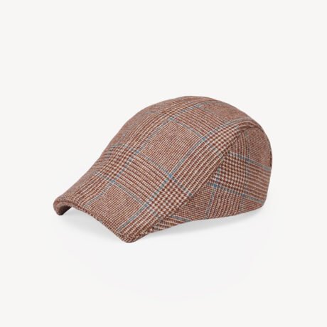 Cashmere-Mohair-Silk Blend Newsboy Cap with Tiled Square Brim