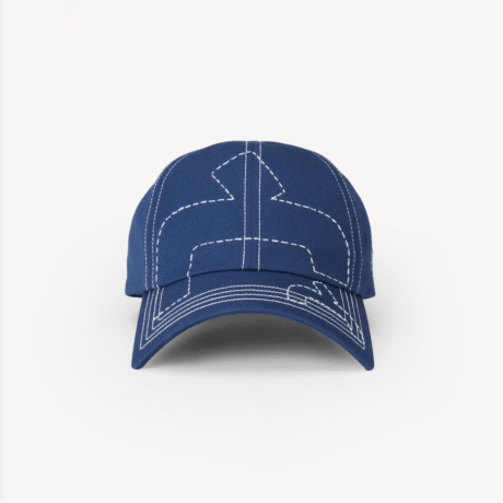 Cotton Baseball Cap with Hand-Embroidered Cashmere Logo and Square Brim